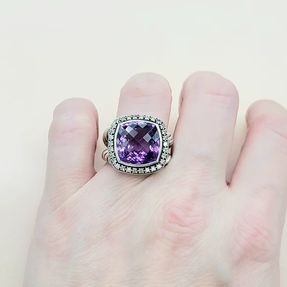 David Yurman Albion 14mm Amethyst Moonlight Ice Diamond Ring